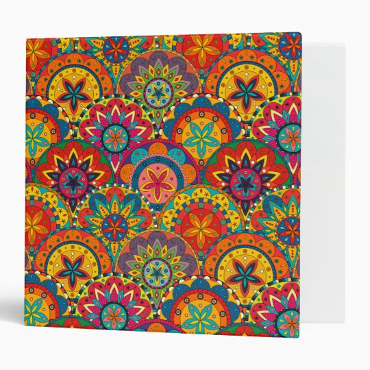 Funky Retro Colorful Mandala Pattern Binder | Zazzle.com