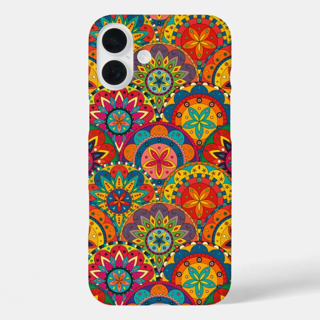 Funky Retro Colorful Mandala Pattern Case-Mate iPhone Case (Back)