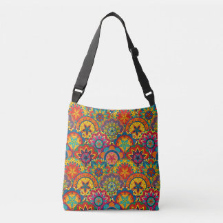 Funky Retro Colorful Mandala Pattern Crossbody Bag