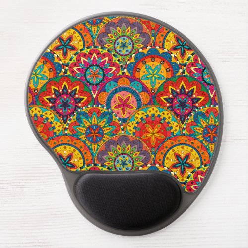 Funky Retro Colorful Mandala Pattern Gel Mouse Pad