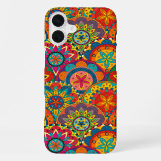 Funky Retro Colorful Mandala Pattern iPhone 16 Plus Case