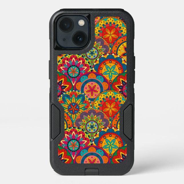 Funky Retro Colorful Mandala Pattern Otterbox iPhone Case (Back)