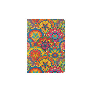 Funky Retro Colorful Mandala Pattern Passport Holder