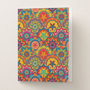Funky Retro Colorful Mandala Pattern Pocket Folder