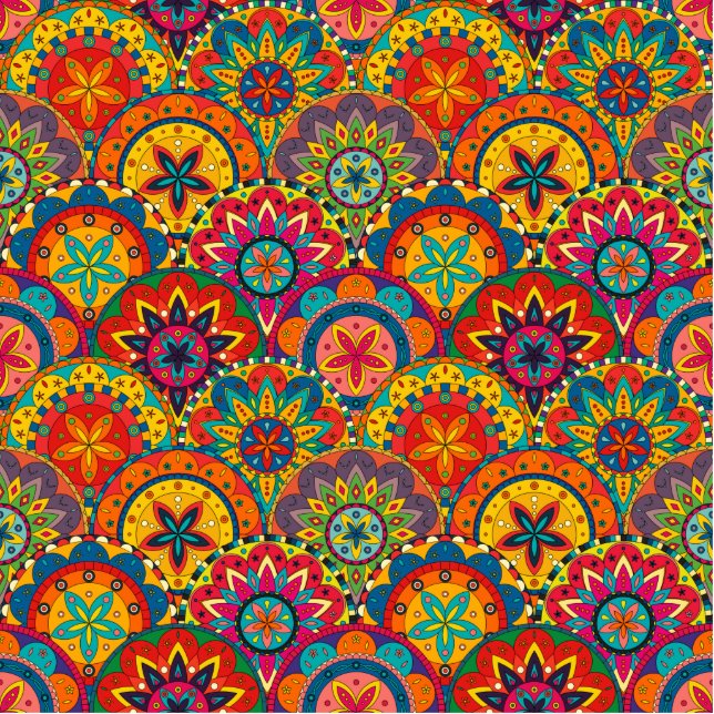 Funky Retro Colorful Mandala Pattern Statuette (Front)