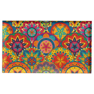Funky Retro Colorful Mandala Pattern Table Card Holder