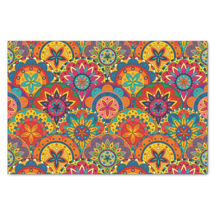 Funky Retro Colorful Mandala Pattern Tissue Paper Zazzle Com