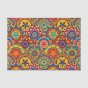 Funky Retro Colorful Mandala Pattern Tissue Paper