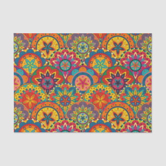 Funky Retro Colorful Mandala Pattern Tissue Paper