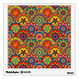 Funky Retro Colorful Mandala Pattern Wall Decal