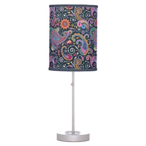 Funky Retro Colorful Vintage Paisley Table Lamp
