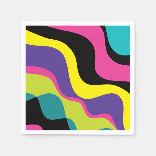 Funky Retro Colors Wave Pop Pattern 90s Party Napkins