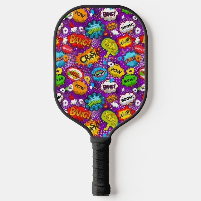 Funky Retro Comic Speech Bubbles Seamless Pattern Pickleball Paddle (Front)