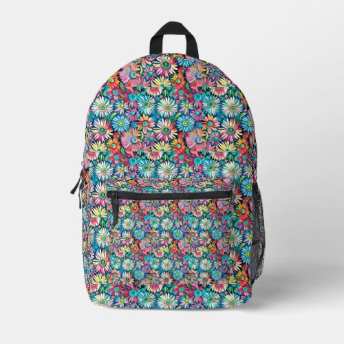 Funky Retro Daisy Floral Pattern Backpack