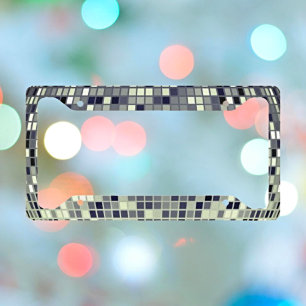Funky Retro Design - Vintage Disco Ball Pattern  License Plate Frame