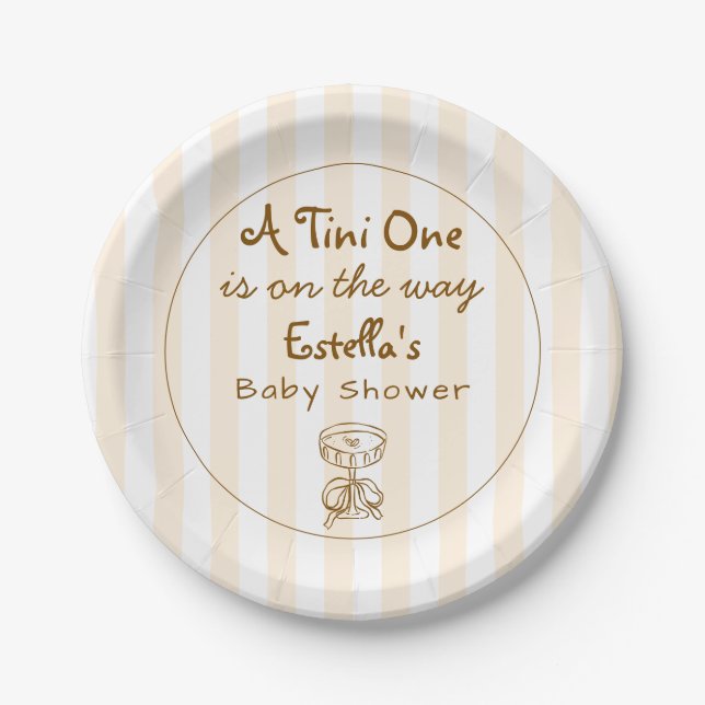 Funky Retro Doodle Espresso Martini Baby Shower Paper Plates (Front)