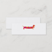 Funky retro floral cartoon dachshund dog blank mini business card (Front/Back)