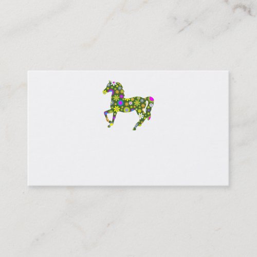 Funky retro floral prancing horse business card