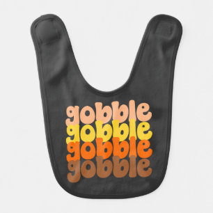 Funky Retro Gobble Thanksgiving Turkey Baby Bib