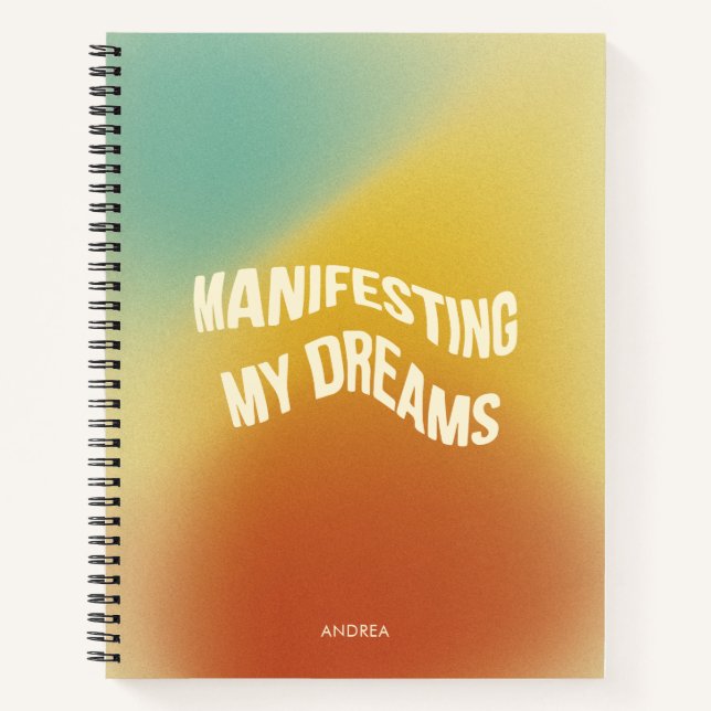 Funky Retro Grainy Gradient Texture Manifestation  Notebook (Front)