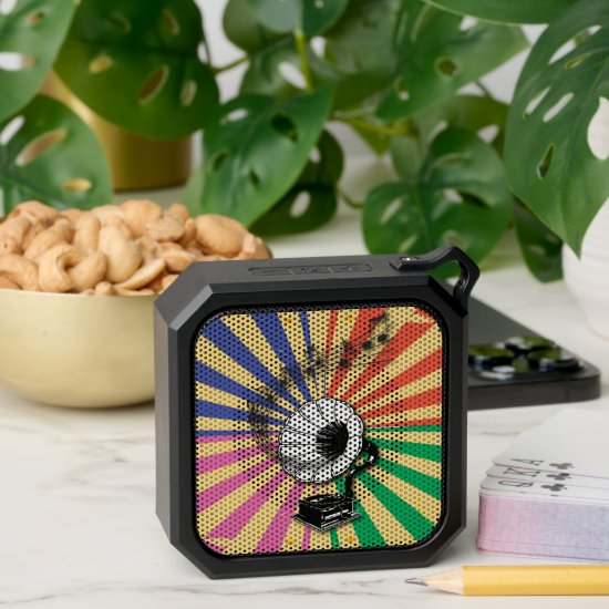 Funky Retro Gramophone and musical notes Bluetooth Speaker