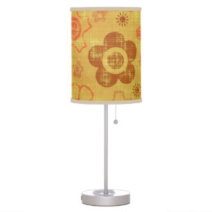 Funky Retro Grunge Flowers Table Lamp