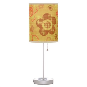 Funky Retro Grunge Flowers Table Lamp by JK_Graphics at Zazzle