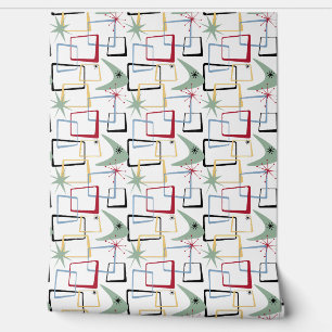 Funky Retro Mid Century Abstract Squares Boomerang Wallpaper