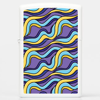 Funky Retro Modern Pattern - Colorful Waves Zippo Lighter