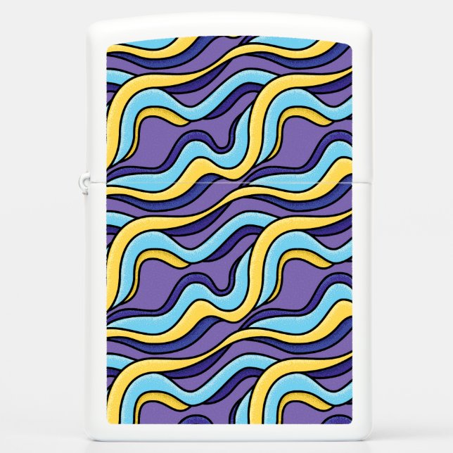 Funky Retro Modern Pattern - Colorful Waves Zippo Lighter (Front)