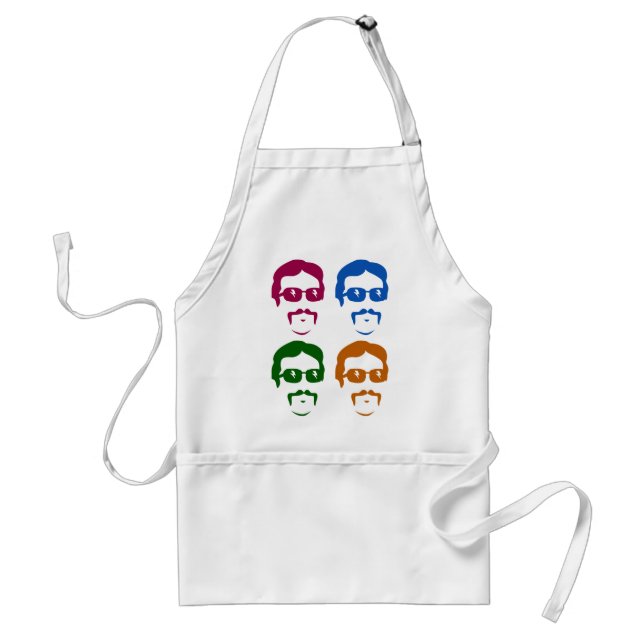 Funky Retro Mustache Man Adult Apron (Front)