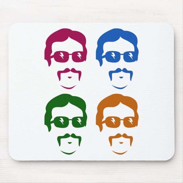 Funky Retro Mustache Man Mouse Pad (Front)