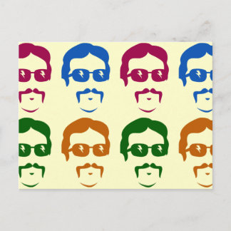 Funky Retro Mustache Man Postcard