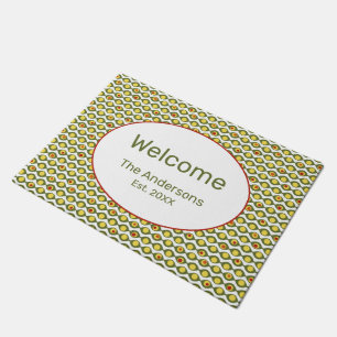 Funky Retro Olive Bead Custom Colors Pattern Doormat
