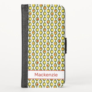 Funky Retro Olive Bead Custom Colors Pattern iPhone X Wallet Case