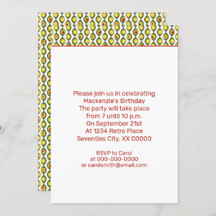 Funky Retro Olive Bead Custom Colors Pattern Party Invitation