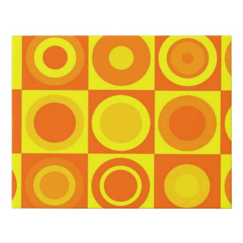 Funky Retro Orange Yellow Circles Squares Faux Canvas Print