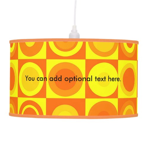 Funky Retro Orange Yellow Circles Squares Hanging Lamp