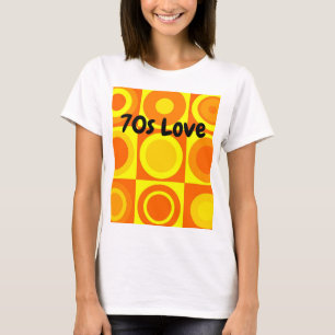 Funky Retro Orange Yellow Circles Squares T-Shirt