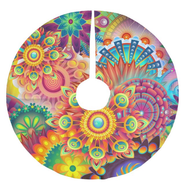 Funky Retro Pattern Abstract Bohemian Brushed Polyester Tree Skirt (Front)