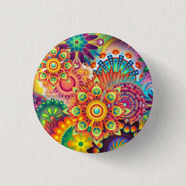 Funky Retro Pattern Abstract Bohemian Button (Front)