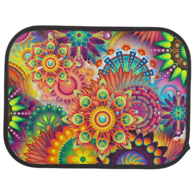 Funky Retro Pattern Abstract Bohemian Car Floor Mat (Rear)
