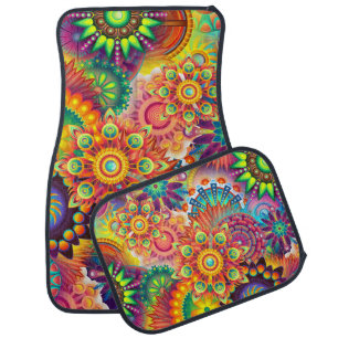 Funky Retro Pattern Abstract Bohemian Car Mat