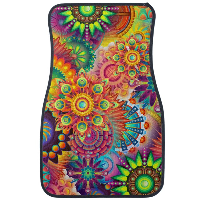 Funky Retro Pattern Abstract Bohemian Car Mat (Front)