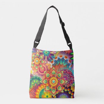 Funky Retro Pattern Abstract Bohemian Crossbody Bag by accessoriesstore at Zazzle