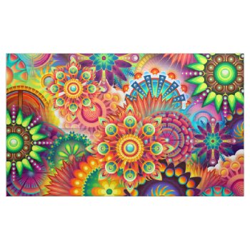 Funky Retro Pattern Abstract Bohemian Fabric by homedecorshop at Zazzle