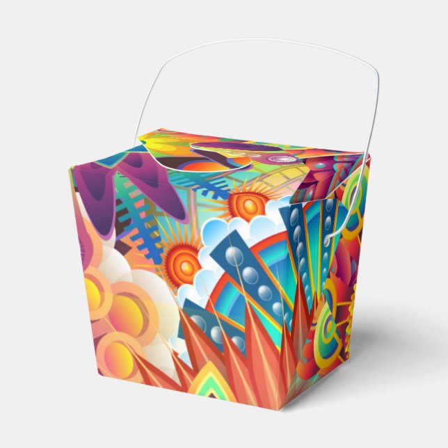 Funky Retro Pattern Abstract Bohemian Favor Boxes (Front Side)