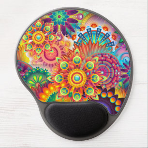 Funky Retro Pattern Abstract Bohemian Gel Mouse Pad