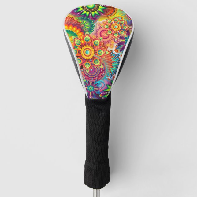 Funky Retro Pattern Abstract Bohemian Golf Head Cover (Front)