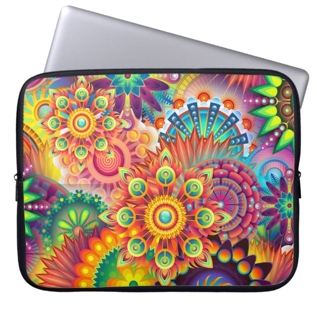 Funky Retro Pattern Abstract Bohemian Laptop Sleeve (Front)